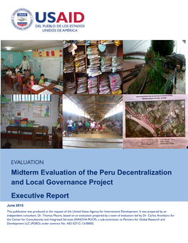 Midterm Evaluation of the Peru Decentralization and Local Governance Project Executive Report