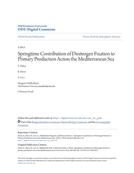 Springtime Contribution of Dinitrogen Fixation to Primary Production Across the Mediterranean Sea E