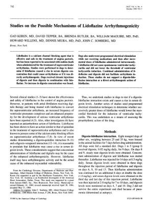 Studies on the Possible Mechanisms of Lidoflazine Arrhythmogenicity