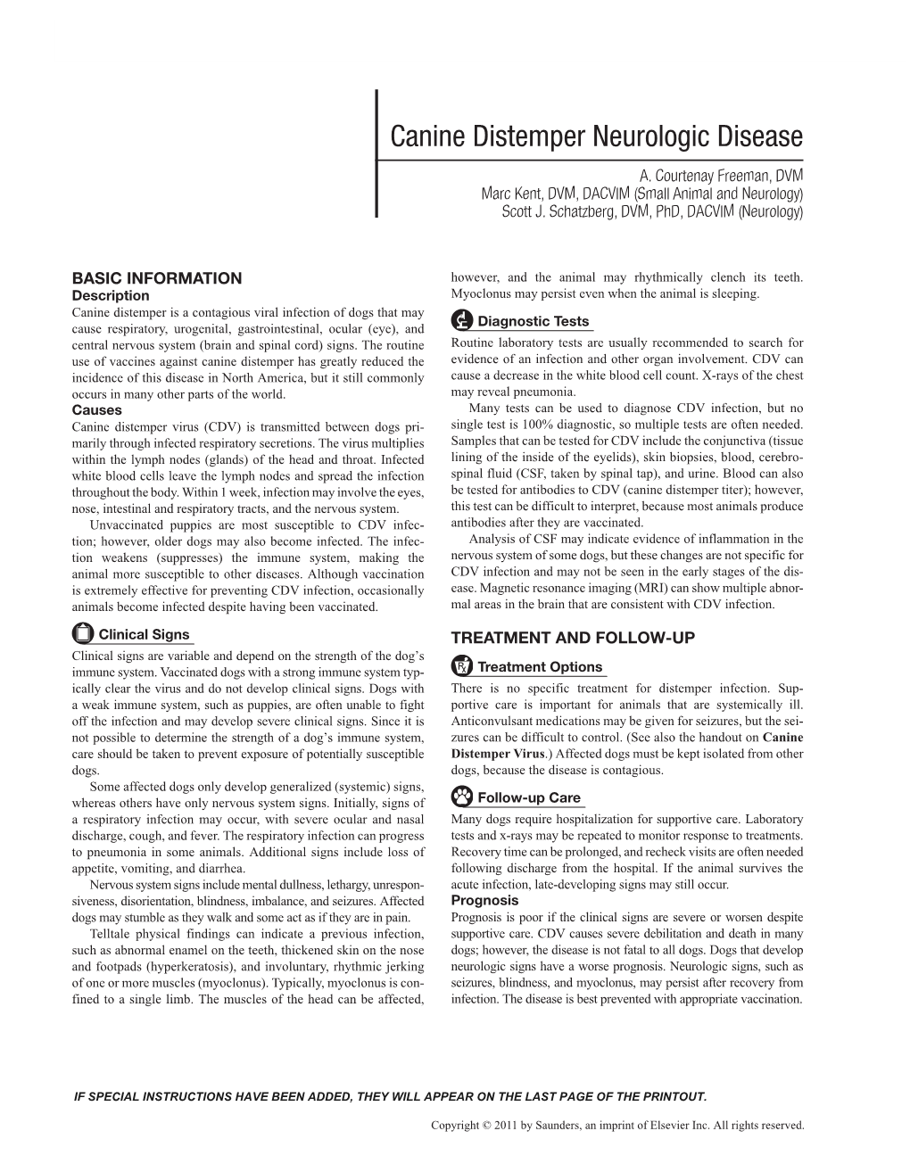 Canine Distemper Neurologic Disease