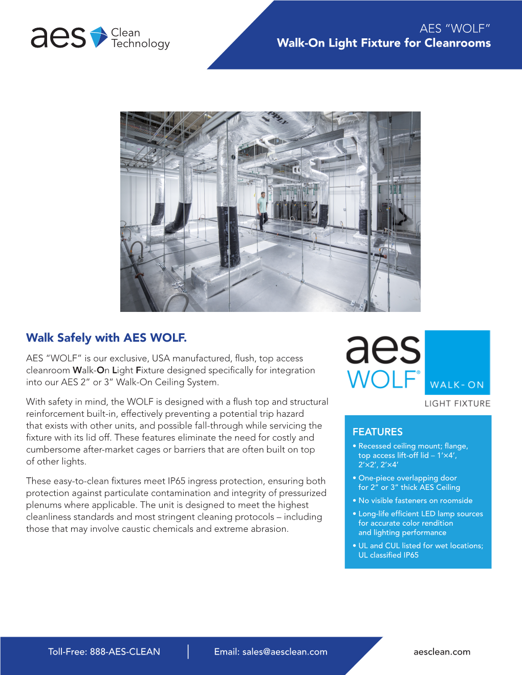AES “WOLF” Walk-On Light Fixture for Cleanrooms Walk Safely with AES