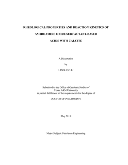 Rheological Properties and Reaction Kinetics Of