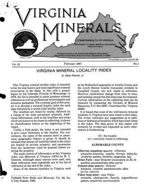 Virginia Mineral Locality Index D