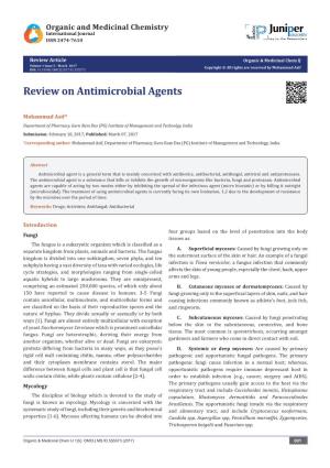 Review on Antimicrobial Agents
