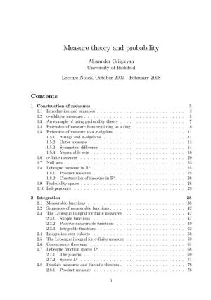 Measure Theory and Probability