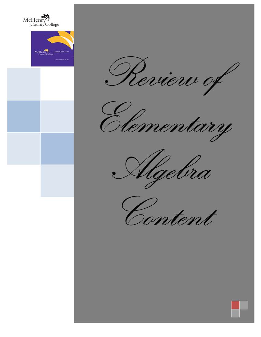 Review of Elementary Algebra Content