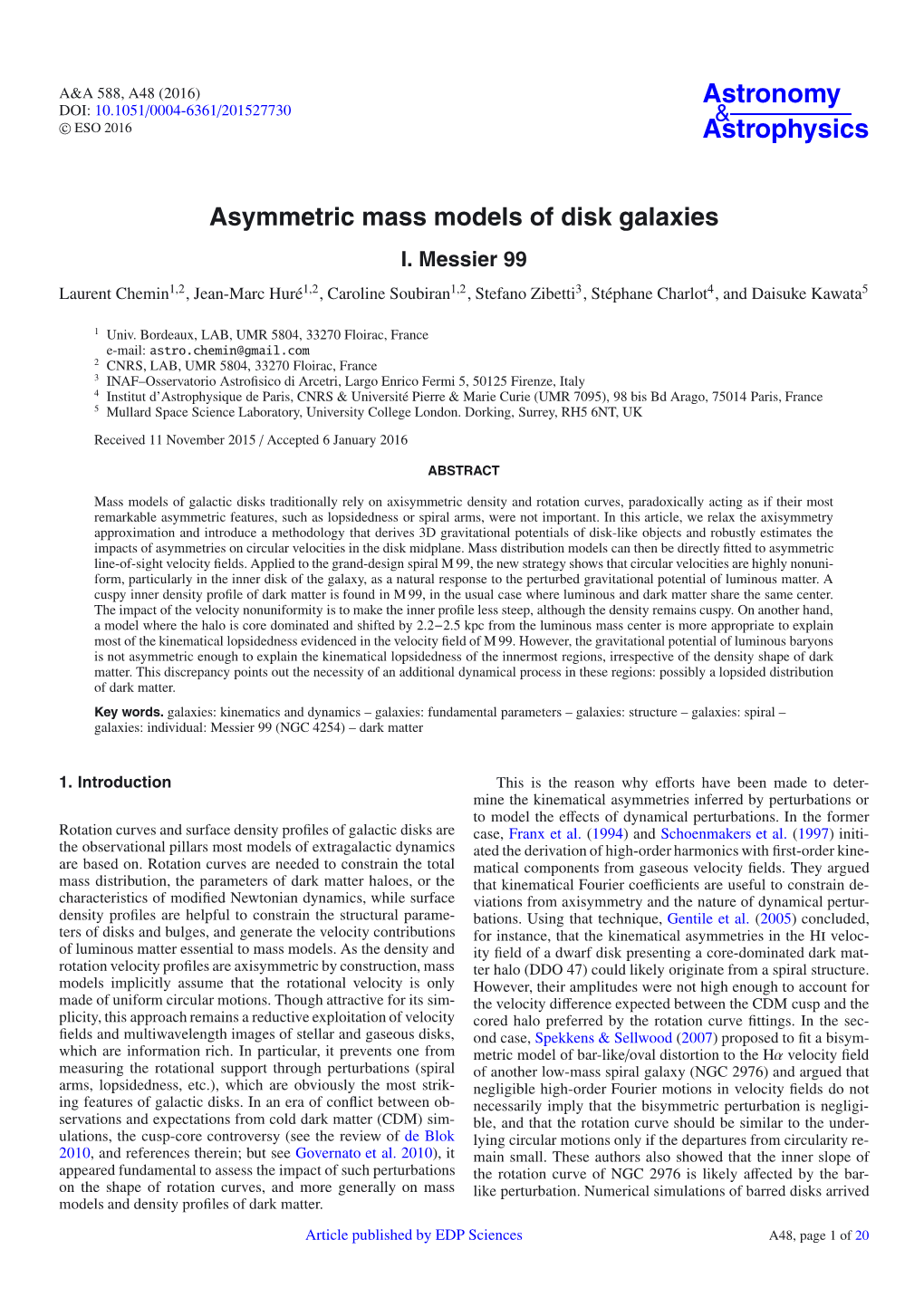 Asymmetric Mass Models of Disk Galaxies I