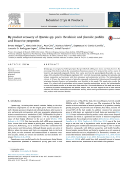 By-Product Recovery of Opuntia Spp. Peels Betalainic and Phenolic Profiles and Bioactive Properties