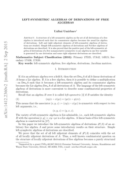 Left-Symmetric Algebras of Derivations of Free Algebras