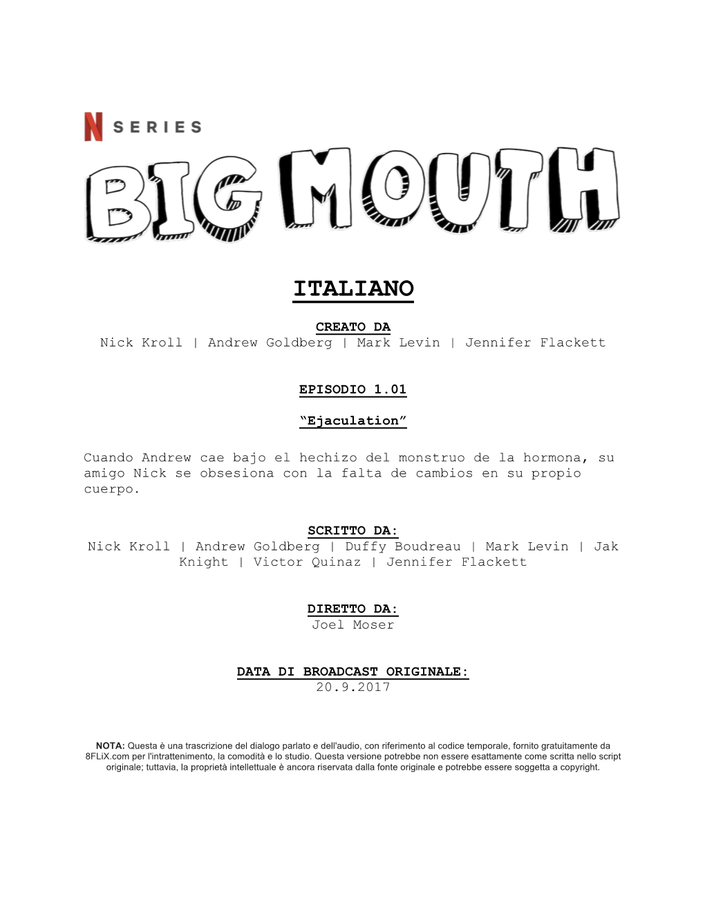 Big Mouth | Dialogue Transcript (Italian)