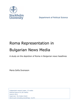 Roma Representation in Bulgarian News Media