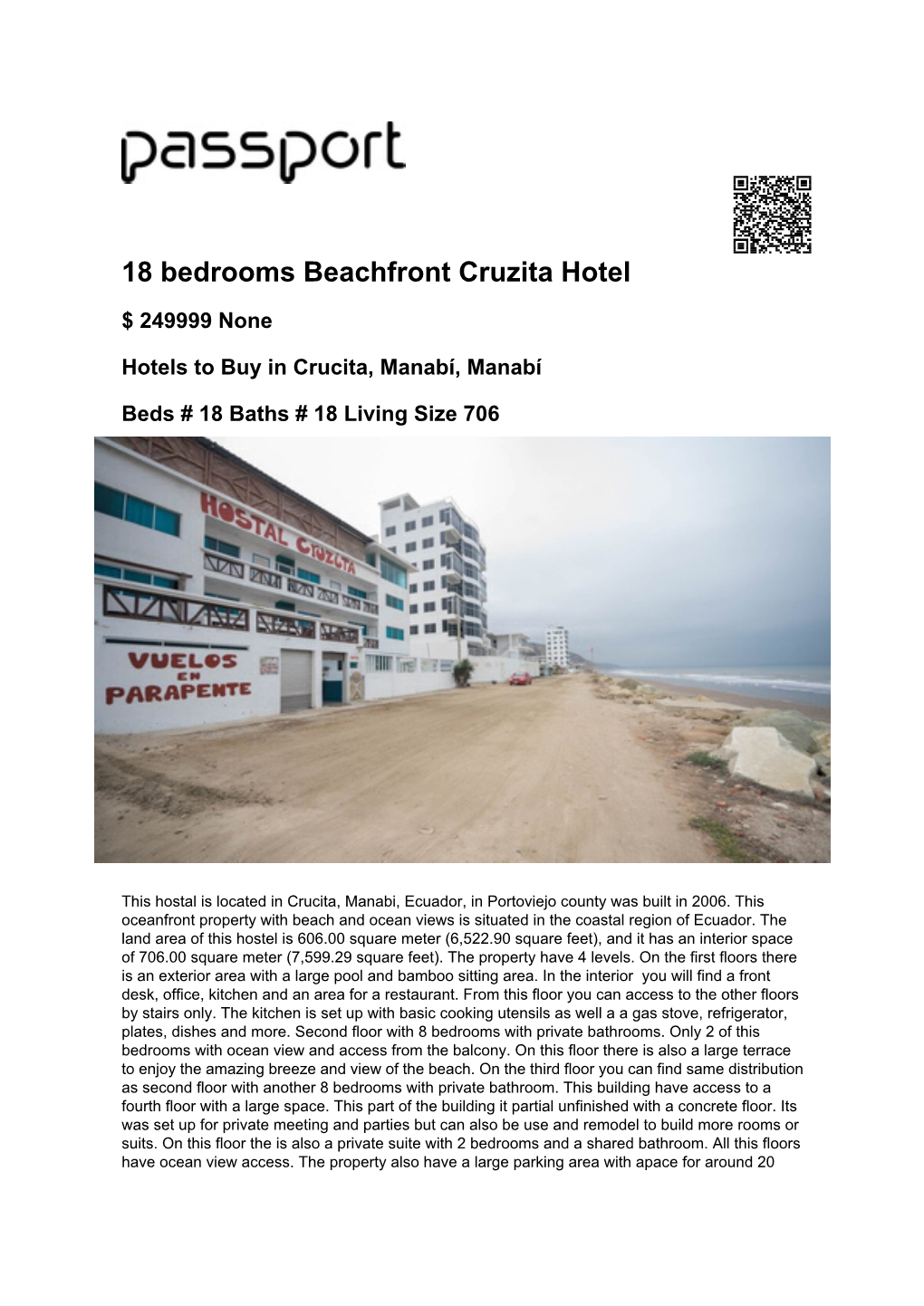 18 Bedrooms Beachfront Cruzita Hotel