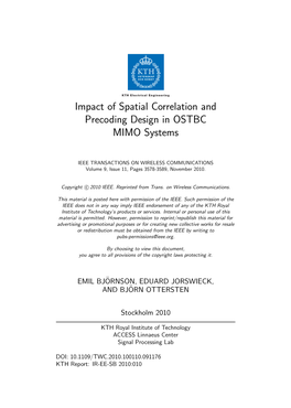 Impact of Spatial Correlation and Precoding Design in OSTBC MIMO Systems