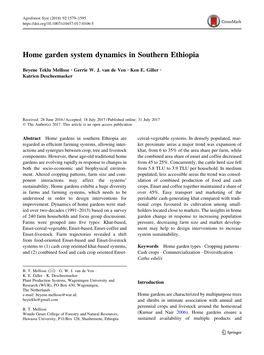Home Garden System Dynamics in Southern Ethiopia