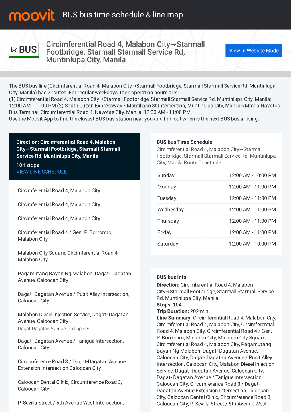 BUS Bus Time Schedule & Line Route