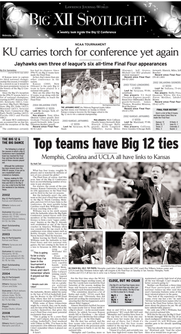 BIG XII SPOTLIGHT a Weekly Look Inside the Big 12 Conference Wednesday, April 2, 2008 9B