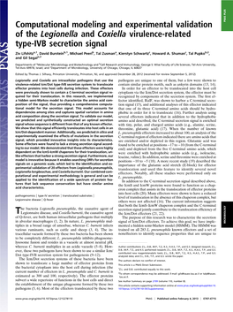 Legionella Pneumophila, Translocation and Used This Feature to Identify Several Novel Legionella Longbeachae,Andcoxiella Burnetii