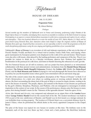House of Dreams Prog Notes