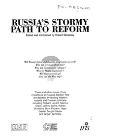 RUSSIA's STORMY PATH to REFORM Edited and Introduced by Robert Skidelsky