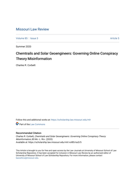 Chemtrails and Solar Geoengineers: Governing Online Conspiracy Theory Misinformation