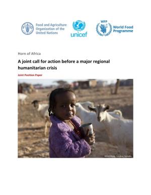 A Joint Call for Action Before a Major Regional Humanitarian Crisis