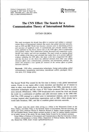 The CNN Effect: the Search for a Communication Theory of International Relations