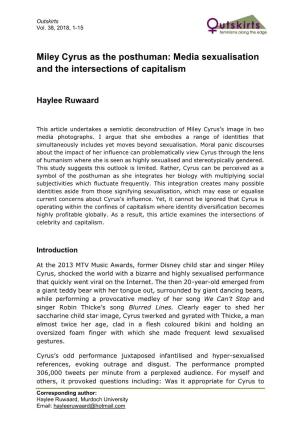 Miley Cyrus As the Posthuman: Media Sexualisation and the Intersections of Capitalism