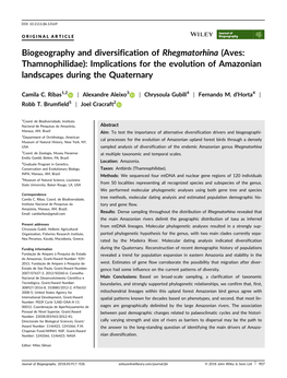 Biogeography and Diversification of Rhegmatorhina (Aves: Thamnophilidae): Implications for the Evolution of Amazonian Landscapes During the Quaternary