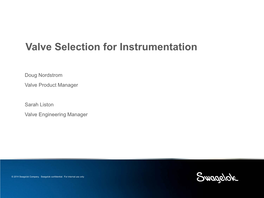 Valve Selection for Instrumentation