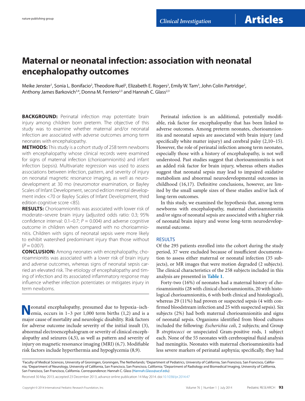 Association with Neonatal Encephalopathy Outcomes