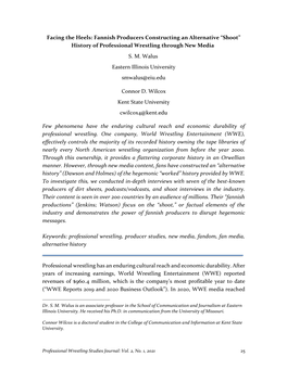 Facing the Heels: Fannish Producers Constructing an Alternative “Shoot” History of Professional Wrestling Through New Media3 S