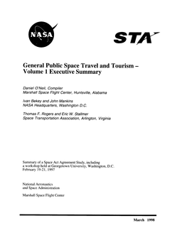 General Public Space Travel and Tourism- Volume 1 Executive Summary