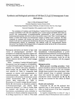 Synthesis and Biological Activities Of5h-Furo [3,2-G] [1] Benzopyran-5-One Derivatives