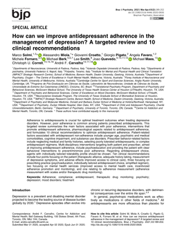 How Can We Improve Antidepressant Adherence in The