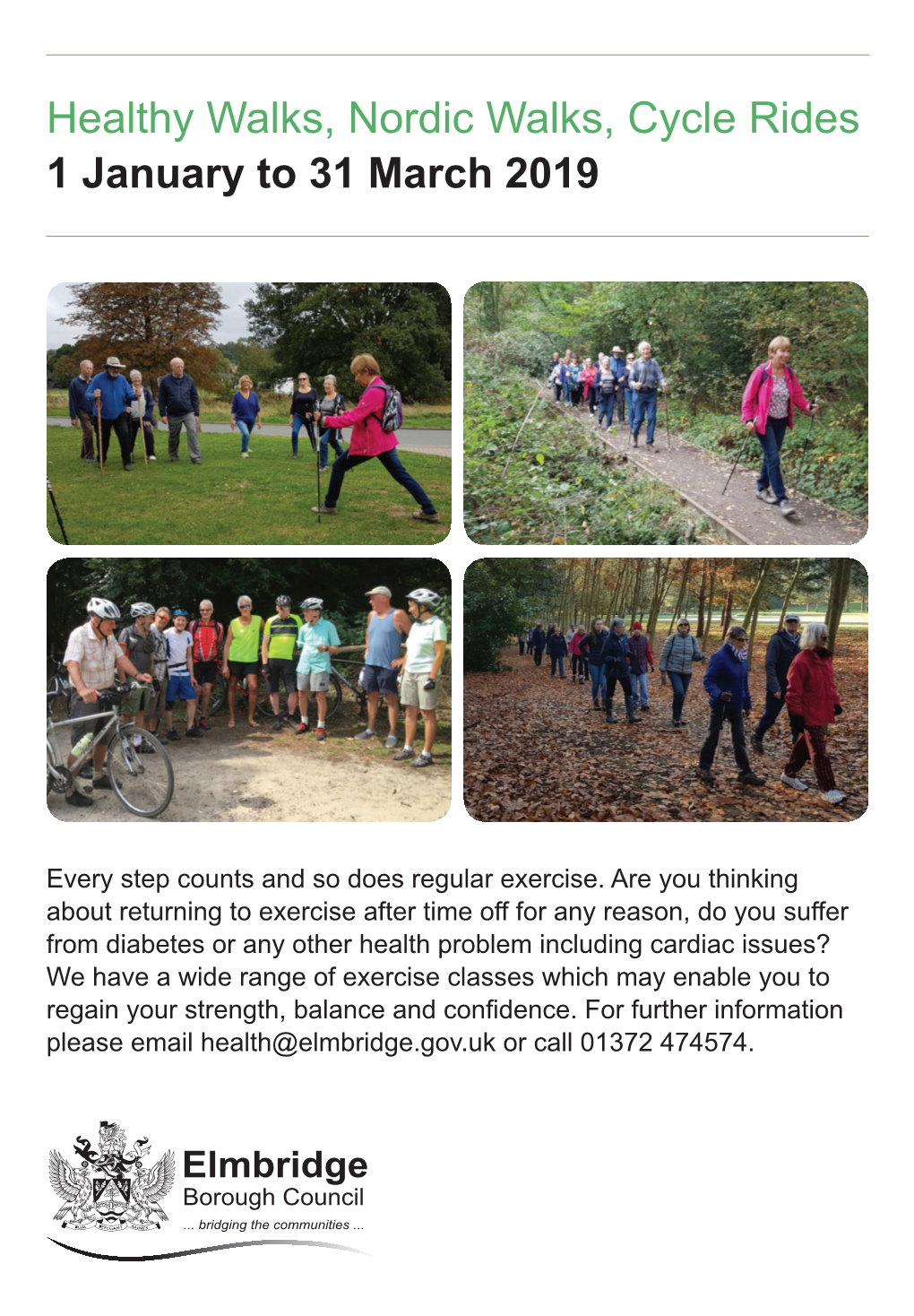 Healthy Walks, Nordic Walks, Cycle Rides 1 January to 31 March 2019