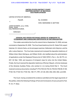 5:04-Cv-60003-MOB-MKM Doc # 125 Filed 03/29/07 Pg 1 of 31 Pg ID 3266