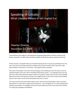 Speaking in Lolcats