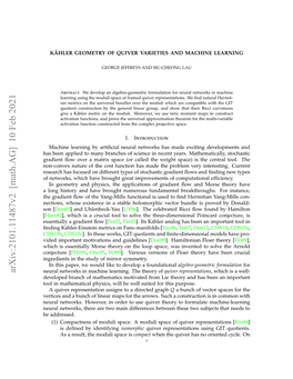 Arxiv:2101.11487V2 [Math.AG] 10 Feb 2021 Neural Networks in Machine Learning