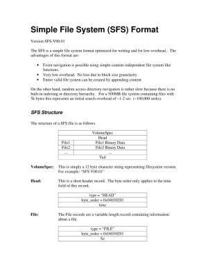 Simple File System (SFS) Format
