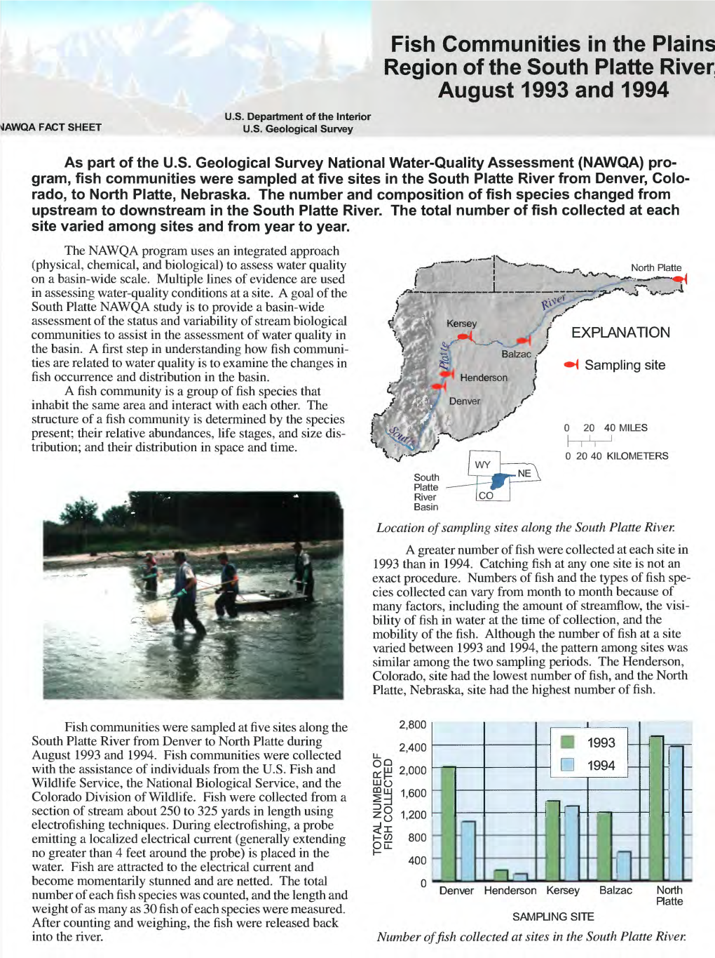 Fish Communities in the Plains Region of the South Platte River August 1993 and 1994 U.S