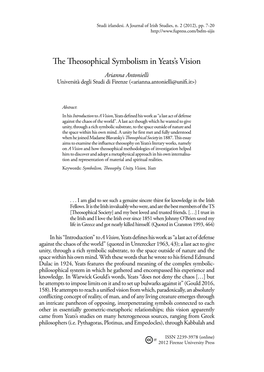 The Theosophical Symbolism in Yeats's Vision
