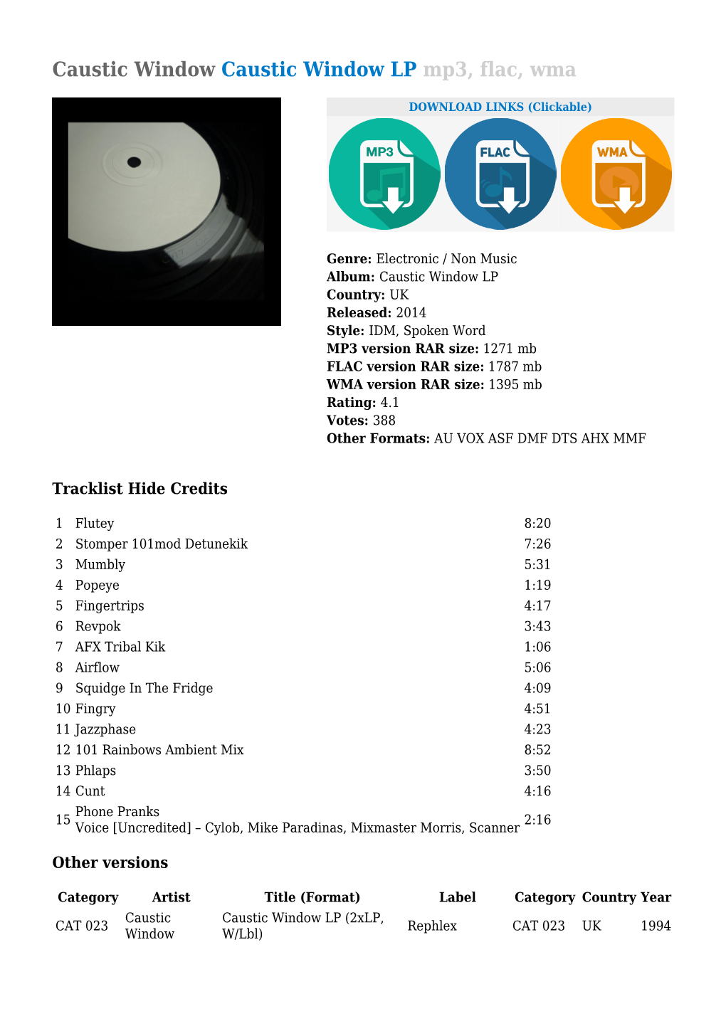 Caustic Window LP Mp3, Flac, Wma