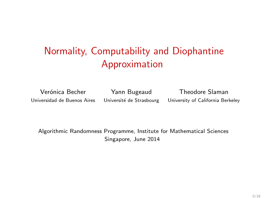 Normality, Computability and Diophantine Approximation