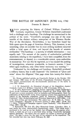 THE BATTLE of SANDUSKY: JUNE 4-6, 1782 Parker B