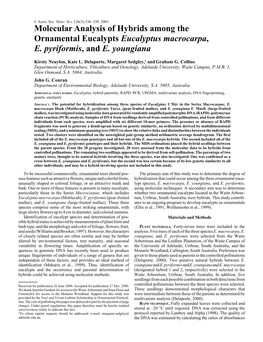 Molecular Analysis of Hybrids Among the Ornamental Eucalypts Eucalyptus Macrocarpa, E