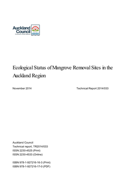 Ecological Status of Mangrove Removal Sites in the Auckland Region