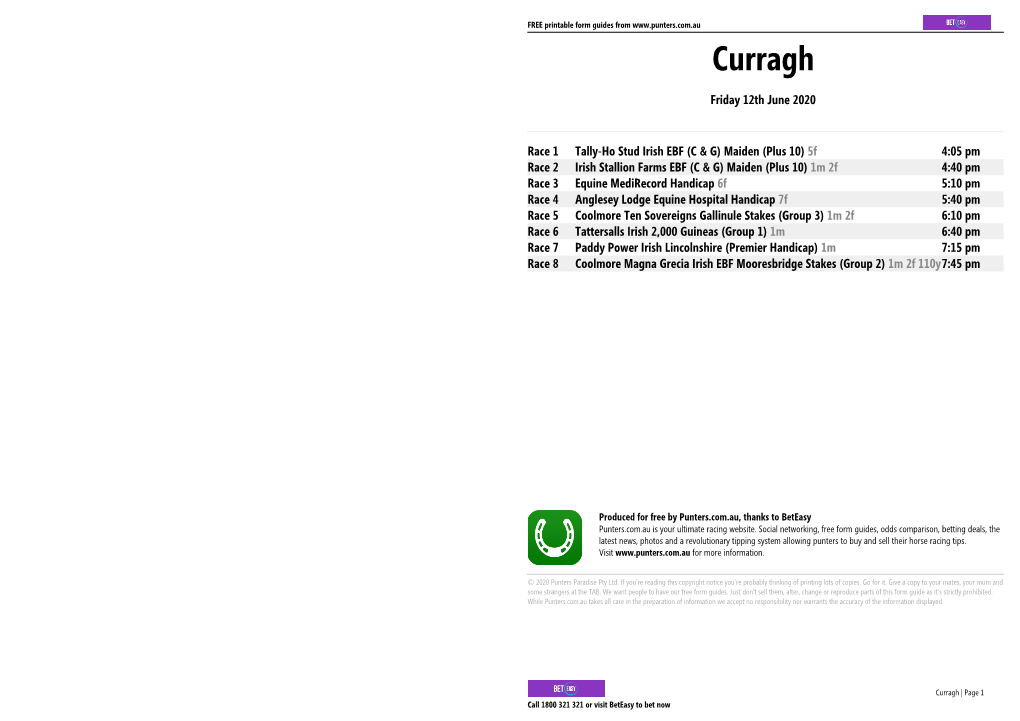 Curragh Printable Form Guide