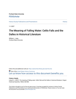 Celilo Falls and the Dalles in Historical Literature