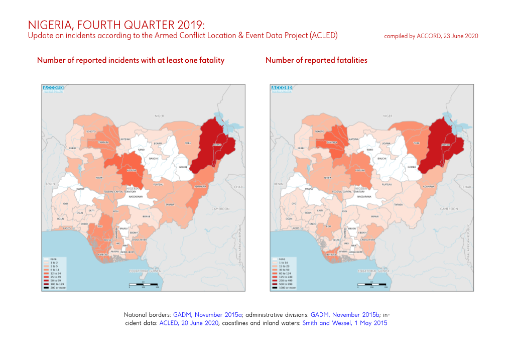 Nigeria, Fourth Quarter 2019: Update on Incidents According to the Armed Conflict Location & Event Data Project