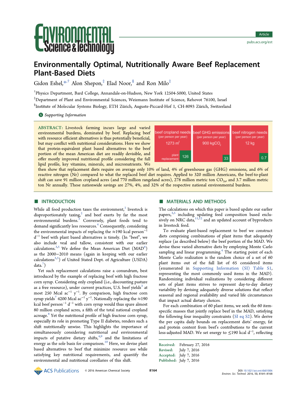 Environmentally Optimal, Nutritionally Aware Beef Replacement Plant